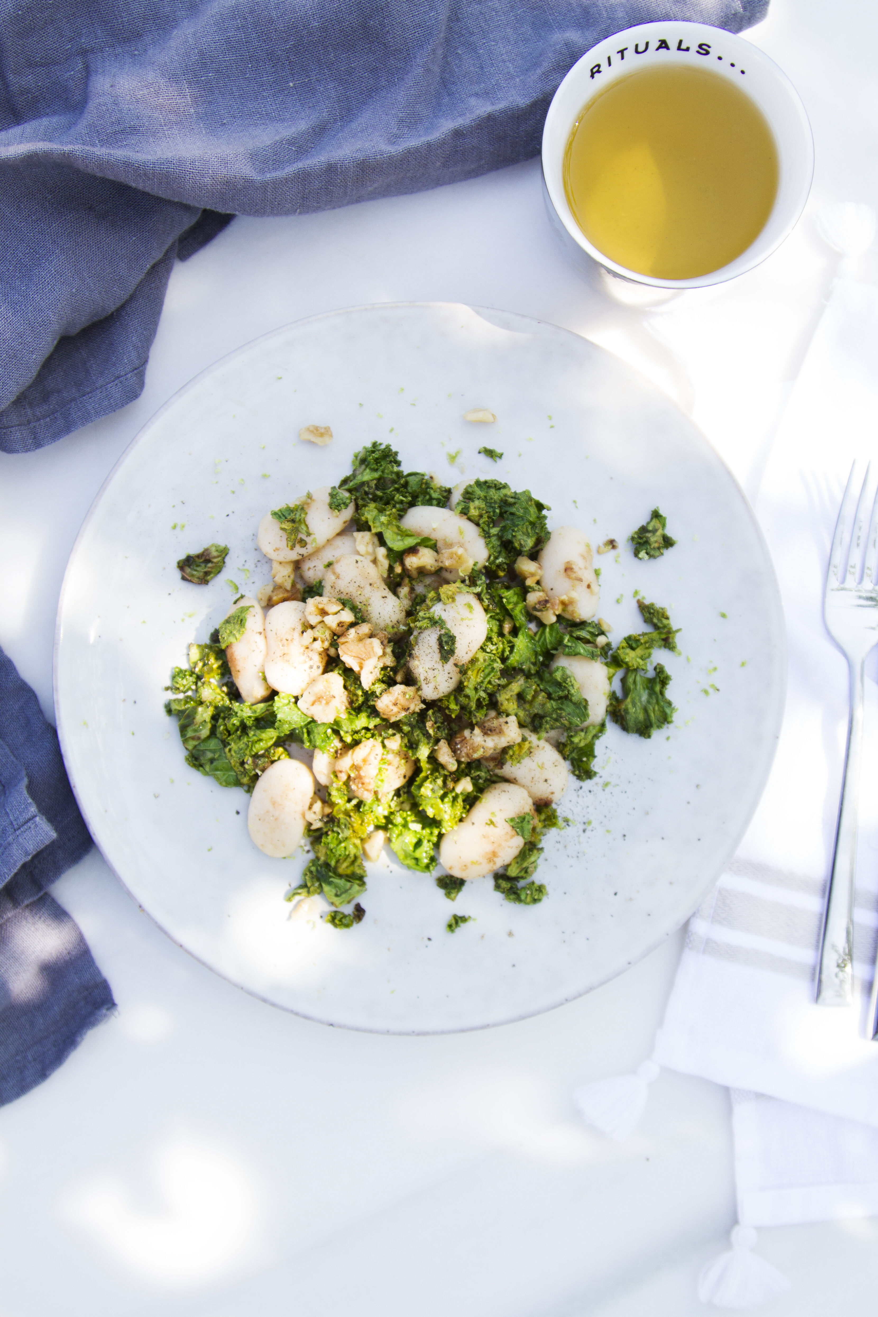 Baked lima bean salad with walnuts